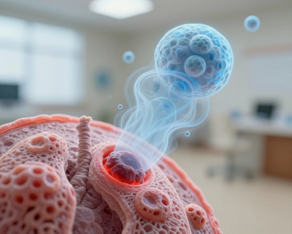 A close-up depiction of ozone gas interacting with lung tissue, illustrating potential damage caused by indoor ozone exposure. In the foreground, showcase damaged lung cells, with visible inflammation and stress signs. The middle ground highlights swirling, translucent blue ozone molecules, capturing their dynamic and elusive nature. The background fades into a soft focus of a sterile indoor environment, symbolizing typical indoor air settings. Utilize soft, diffused lighting to create a clinical atmosphere, emphasizing the seriousness of the subject. Employ a slight macro lens effect to enhance the details of the lung tissue and ozone interaction. The overall mood should evoke a sense of urgency and caution about indoor air quality and its impact on human health. A close-up depiction of ozone gas interacting with lung tissue, illustrating potential damage caused by indoor ozone exposure. In the foreground, showcase damaged lung cells, with visible inflammation and stress signs. The middle ground highlights swirling, translucent blue ozone molecules, capturing their dynamic and elusive nature. The background fades into a soft focus of a sterile indoor environment, symbolizing typical indoor air settings. Utilize soft, diffused lighting to create a clinical atmosphere, emphasizing the seriousness of the subject. Employ a slight macro lens effect to enhance the details of the lung tissue and ozone interaction. The overall mood should evoke a sense of urgency and caution about indoor air quality and its impact on human health.