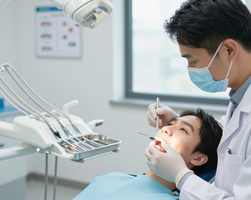 A dental professional conducting a thorough enamel health assessment in a modern clinic setting. In the foreground, a dentist in a white coat, wearing gloves and a mask, examines a patient's teeth with a dental explorer and mirror, focusing on an enamel health evaluation. The middle ground features dental instruments neatly arranged on a tray, surrounded by a bright and sterile dental office environment. The background includes dental charts and a large window allowing natural light to illuminate the scene. Soft, calming colors reflect a professional and reassuring atmosphere, emphasizing the importance of clinical judgment in maintaining dental health. The perspective is slightly angled to showcase both the interaction and the tools, capturing a sense of careful attention and expertise essential for patient care. A dental professional conducting a thorough enamel health assessment in a modern clinic setting. In the foreground, a dentist in a white coat, wearing gloves and a mask, examines a patient's teeth with a dental explorer and mirror, focusing on an enamel health evaluation. The middle ground features dental instruments neatly arranged on a tray, surrounded by a bright and sterile dental office environment. The background includes dental charts and a large window allowing natural light to illuminate the scene. Soft, calming colors reflect a professional and reassuring atmosphere, emphasizing the importance of clinical judgment in maintaining dental health. The perspective is slightly angled to showcase both the interaction and the tools, capturing a sense of careful attention and expertise essential for patient care.