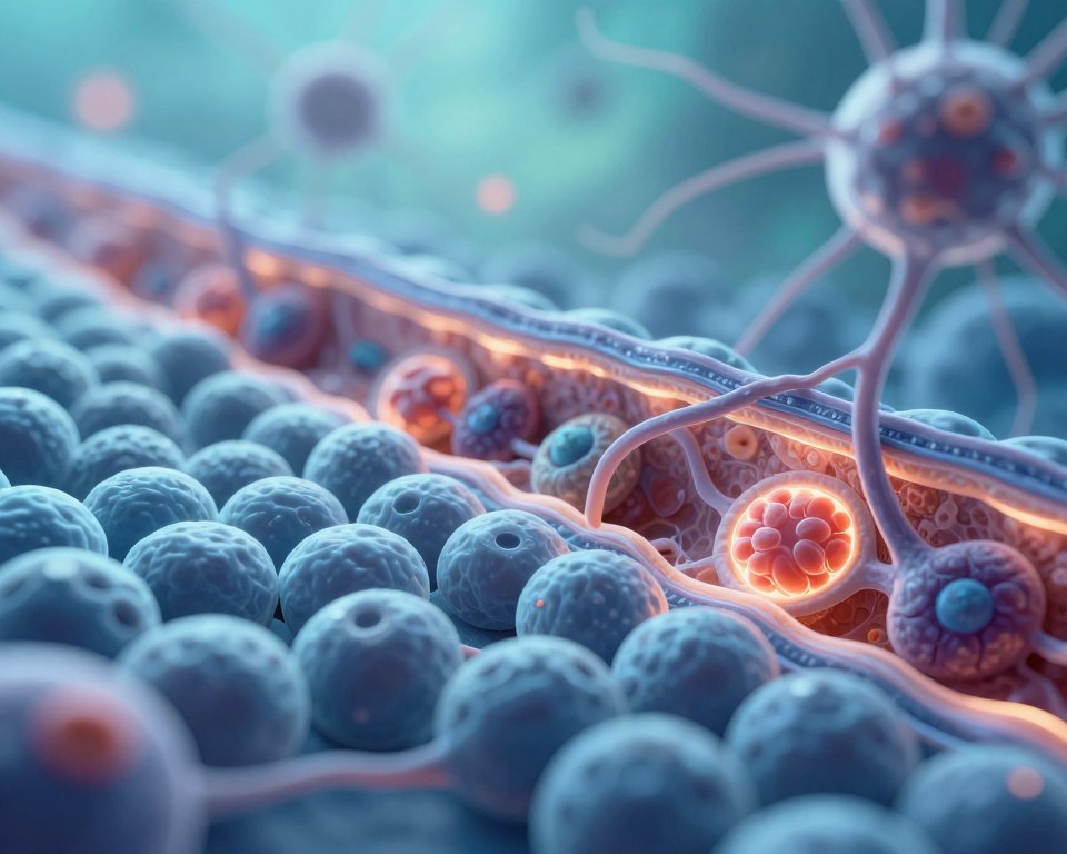 A highly detailed depiction of the blood-brain barrier, showcasing its intricate structure. In the foreground, illustrate tightly packed endothelial cells forming a protective barrier, with visible tight junctions highlighted by a soft luminescent glow. The middle ground features a cross-section of brain tissue with neurons and glial cells, demonstrating their interaction with the barrier. In the background, create an ethereal representation of microplastics, subtly illuminated, attempting to penetrate the barrier, blending with a soft blue and green color palette to signify the brain environment. Use a macro lens perspective with gentle, diffused lighting to emphasize the delicate nature of the brain's protective mechanisms. The atmosphere should evoke a sense of scientific curiosity and intrigue, while maintaining a clear, informative focus. A highly detailed depiction of the blood-brain barrier, showcasing its intricate structure. In the foreground, illustrate tightly packed endothelial cells forming a protective barrier, with visible tight junctions highlighted by a soft luminescent glow. The middle ground features a cross-section of brain tissue with neurons and glial cells, demonstrating their interaction with the barrier. In the background, create an ethereal representation of microplastics, subtly illuminated, attempting to penetrate the barrier, blending with a soft blue and green color palette to signify the brain environment. Use a macro lens perspective with gentle, diffused lighting to emphasize the delicate nature of the brain's protective mechanisms. The atmosphere should evoke a sense of scientific curiosity and intrigue, while maintaining a clear, informative focus.