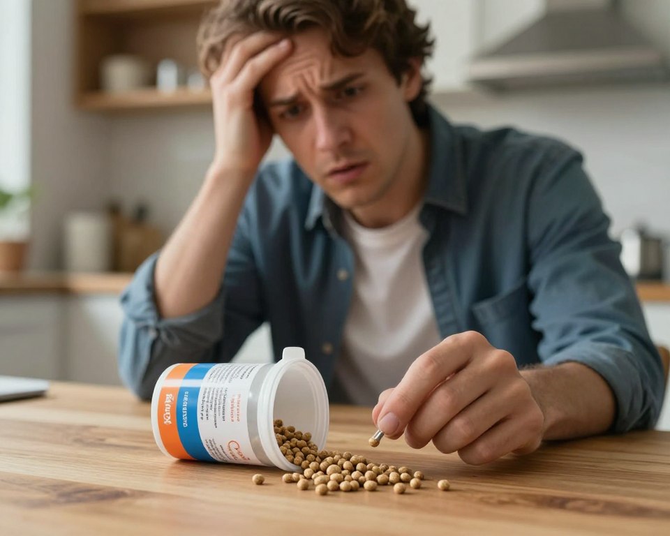 A visually striking image illustrating the concept of mouse poison toxicity. In the foreground, an open, colorful, well-labeled container of mouse poison sits atop a wooden table, with small pellets scattered around it. The middle section features a concerned-looking person in professional attire, carefully reading the label on the container, their expression reflecting worry and curiosity about the chemical dangers. In the background, a blurred domestic setting with a cozy kitchen ambiance is visible, hinting at a sense of home safety. Soft, natural lighting illuminates the scene, casting gentle shadows and creating a serious yet informative mood. The angle should be slightly high, focusing on the interaction between the person and the poison container, inviting viewers to contemplate the question of toxicity.