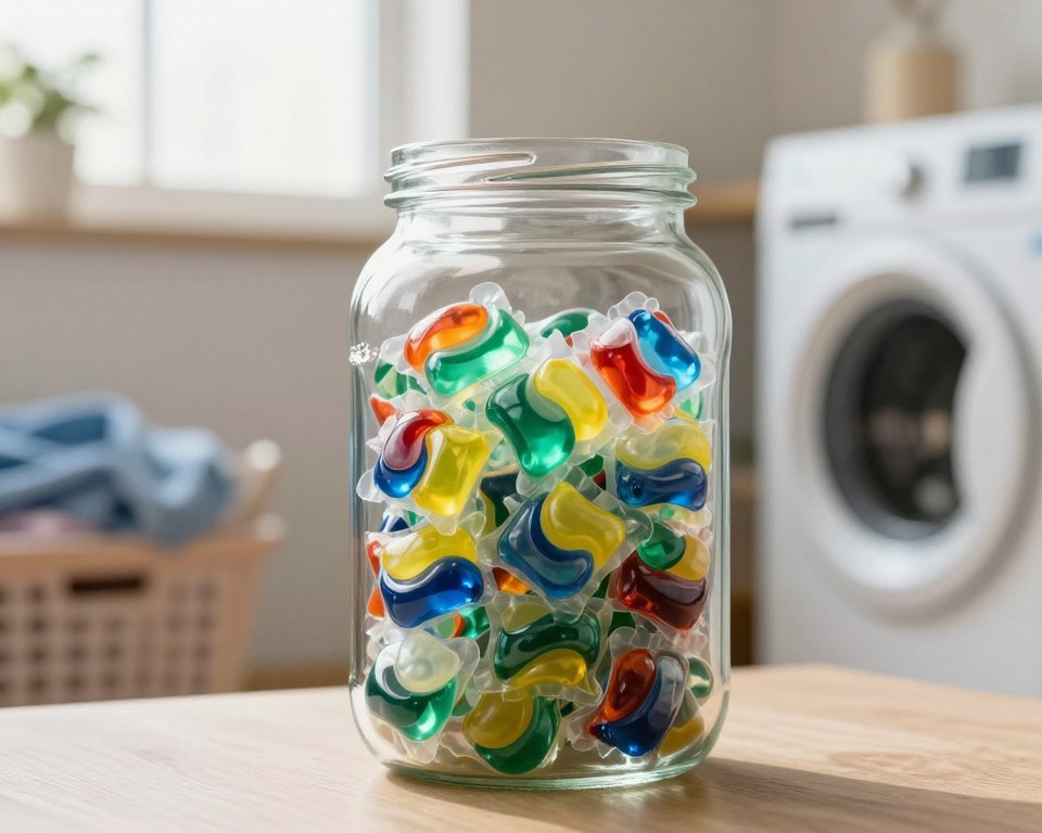 safe store laundry pods clear jar