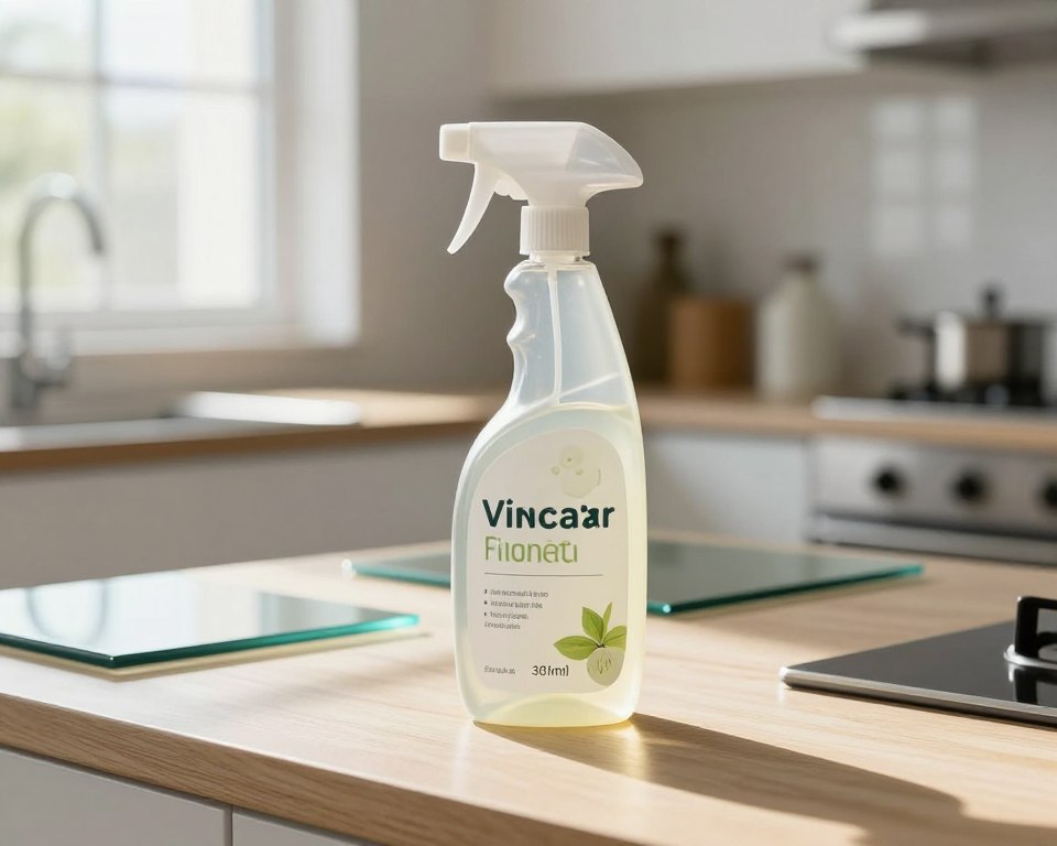 A modern multi-surface cleaner bottle prominently displayed in the foreground, featuring a sleek ergonomic design and a transparent label showcasing its ingredients like vinegar and essential oils. The bottle is surrounded by various surfaces being cleaned, such as wood, glass, and stainless steel. In the background, a clean, bright kitchen setting reveals reflections of sunlight streaming through a window, enhancing the fresh atmosphere. Soft shadows cast by the bottle on the countertop create depth. The image is captured at a slight angle to emphasize the product's label and surfaces, using natural lighting to evoke a sense of cleanliness and safety. The mood is refreshing and reassuring, ideal for conveying the essence of effective cleaning products. A modern multi-surface cleaner bottle prominently displayed in the foreground, featuring a sleek ergonomic design and a transparent label showcasing its ingredients like vinegar and essential oils. The bottle is surrounded by various surfaces being cleaned, such as wood, glass, and stainless steel. In the background, a clean, bright kitchen setting reveals reflections of sunlight streaming through a window, enhancing the fresh atmosphere. Soft shadows cast by the bottle on the countertop create depth. The image is captured at a slight angle to emphasize the product's label and surfaces, using natural lighting to evoke a sense of cleanliness and safety. The mood is refreshing and reassuring, ideal for conveying the essence of effective cleaning products.